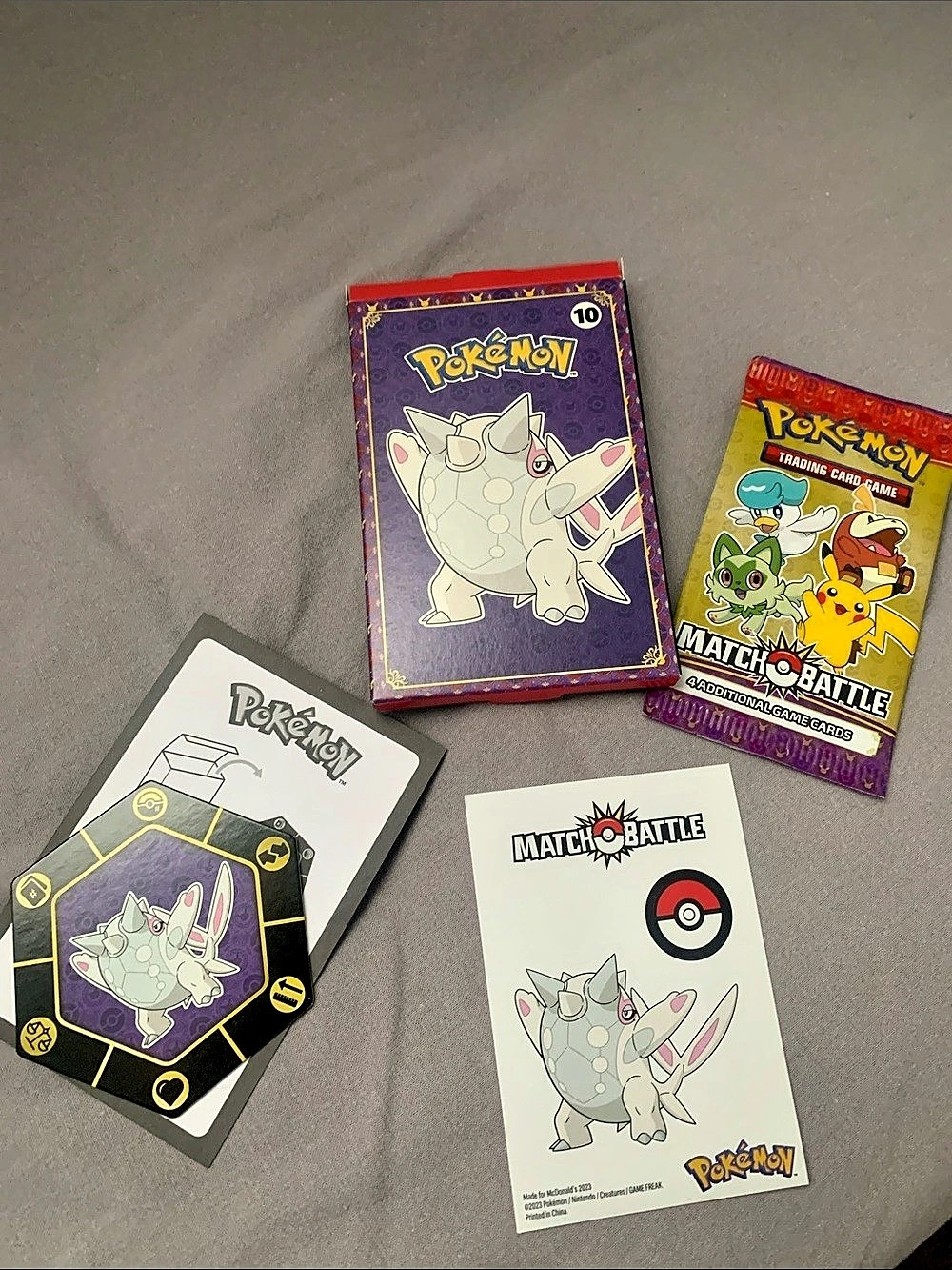 🆕- BOX #10 Pokémon 2023 McDonald's Match Battle Booster Pack Purple & Yellow
